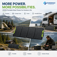 Panneau solaire pliable 200W, chargeur solaire monocristallin ETFE IP67 portable pour camping hors réseau, station d'alimentation pour camping-car