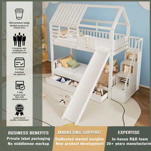 Lits superposés de haute qualité pour enfants, garçons, filles et adolescents avec toit et garde-corps - Product Image 3