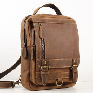 CHANGRONG personnalisé Crazy Horse en <span class=keywords><strong>cuir</strong></span> véritable sac à dos pour hommes Vintage Fashion Style - Product Image 1