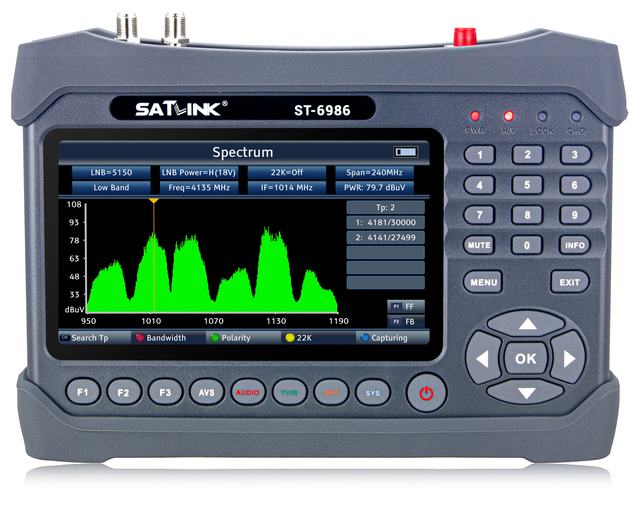 Satlink ST-6986 Digital DVB-S/S2X/T/T2/C Combo Meter Satellite Signal Finder Spectrum Analyzer
