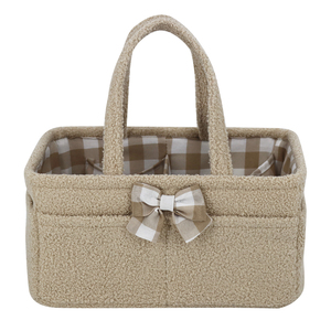 <span class=keywords><strong>Sac</strong></span> de rangement multifonctionnel en polaire Teddy avec nœud papillon, imperméable et portable, pour couches de bébé, grand format, idéal pour les voyages - Product Image 1