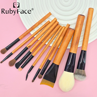 Collection de 11 pinceaux de maquillage professionnels avec manche en bois, pinceaux pour poudre, blush, fond de teint, kabuki et yeux