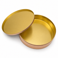 Boîte à biscuits ronde personnalisée en métal, en gros, avec couvercle doré, décorative et gaufrée, pour biscuits, bonbons, rangement et cadeaux