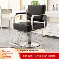 Chaise de salon pivotante hydraulique en acier inoxydable, tabouret de barbier réglable en hauteur, chaise de coiffure pour la coupe, la coloration et le coiffage