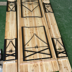 Tavolo da Picnic di Alta Qualità per Uso Esterno, Set da 3 Pezzi, Design Minimalista, Tavolo Pieghevole in Legno per Patio, <span class=keywords><strong>Giardino</strong></span> e Parco - Product Image 2