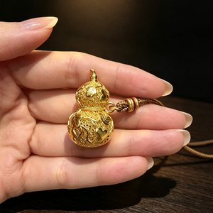 FYXL1292T 24K Gold Plated Box <b>Chain</b> <b>Copper</b> Alloy Climbing Gourd Pendant Necklace with Cubic Zirconia Classic Style - Product Image 2