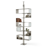 Étagère Modulable en Acier Inoxydable Doré, Unité d'Étagérage Mixte pour Hall d'Hôtel, Bibliothèque Cubique Or et Argent, Design de Luxe