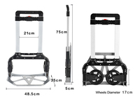 Chariot pliant industriel en aluminium à quatre roues réglables de 75 kg, facile à transporter, chariot à main OEM Fht150