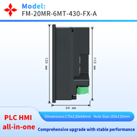 Écran LCD couleur 4,3 pouces PLC tout-en-un, compatible FX1S-20MR, 2 canaux d'impulsions intégrés 100 kHz pour moteur pas à pas et driver