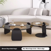 Table basse de luxe léger, simple et créative, pour salon, petit appartement, table d'appoint ronde en verre
