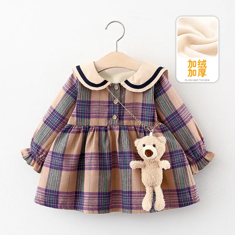 Wholesale Baby Girl Fashion Clothing 2021 Autumn Baby Girls Clothes Plaid Dress Pretty Birthday Dresses For Baby Clothing Dress