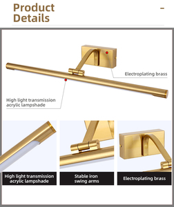 COMBO Lámpara de Pared Moderna Dorada LED para Baño, 60cm, Luz Cálida 3500K, Accesorio Integrado de Cobre - Product Image 2
