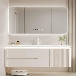 浴室キャビネットセット高級ヨーロッパシンプルデザイン壁掛け大理石カウンタートップモダンスタイルフローティング