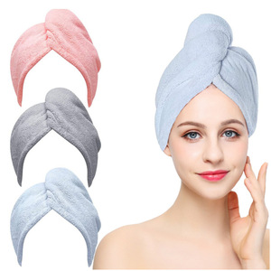 Bonnet de séchage des cheveux en polaire corail 25x65cm, séchage rapide, couleur unie, pour usage domestique - Product Image 1