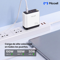 Chargeurs rapides de type C Miccell en gros, adaptateur de charge rapide GaN 100W, chargeur mural multi-ports USB-C USB-A pour smartphone