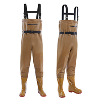Cuissardes de pêche imperméables vertes HISEA pour hommes avec bottes à bout en acier vert unisexe PVC chasse