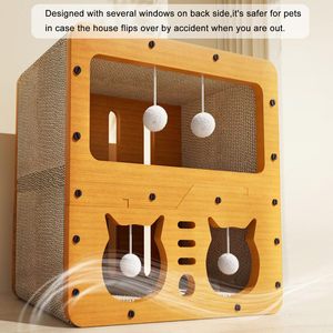 Maison et Lit à Gratter en Carton à 2 Niveaux – Poteau à Gratter Anti-Dommages pour Meubles pour Chats et Chatons - Product Image 2