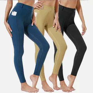 OEM Full Seat Silicon Equestrian Breeches Women Horse Riding Pants High Stretch Compression Equestrian Leggings