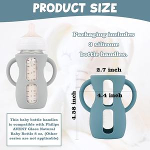 Fundas de Silicona Personalizadas con <span class=keywords><strong>Asas</strong></span> para Biberones de Vidrio <span class=keywords><strong>Avent</strong></span> Natural - Product Image 4