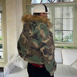<span class=keywords><strong>Veste</strong></span> bomber réversible en fausse fourrure à fermeture éclair pour <span class=keywords><strong>homme</strong></span>, style vintage lavé, camouflage, streetwear d'<span class=keywords><strong>hiver</strong></span>, OEM, arc-en-ciel - Product Image 5