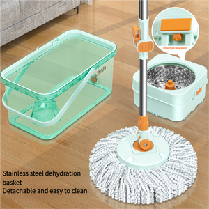 סט מגב מיקרופייבר מלבני ישירות מהמפעל, ידית טלסקופית ארוכה, סחיטה עצמית, דלי שקוף מסתובב 360 מעלות, רב פעמי לבית - Product Image 1