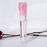 Tube d'échantillon de brillant à lèvres rose personnalisé, unique et créatif, en forme de fleur, en plastique, pour créer votre propre brillant à lèvres, tubes transparents de 6 ml