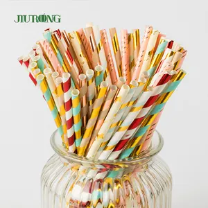 Customized Colors And Biodegradable Compostable Straight Drinking Paper Straws Rainbow