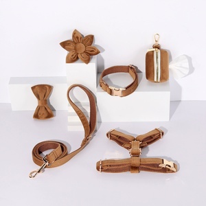 Produttore di velluto morbido imbracatura per cani collare e Set di guinzaglio a sgancio rapido in metallo fibbia Set imbracatura per cani - Product Image 5