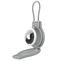 Étui de protection OEM gris en PC pour AirTag, étanche, antichoc, couverture intégrale avec sangle en acier inoxydable et porte-clés anti-perte