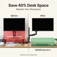 Support de bureau double écran à fixation par pince, rotation complète à 360°, pour écrans de 17 à 32 pouces, capacité de charge jusqu'à 9 kg, robuste, pour bureau