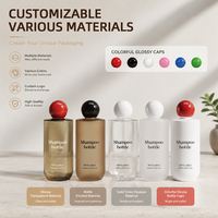 Bouteilles de savon liquide pour le corps en PET finition mate brillante avec bouchon à bille rouge, rechargeables, logo personnalisé, taille personnalisée, emballage cosmétique