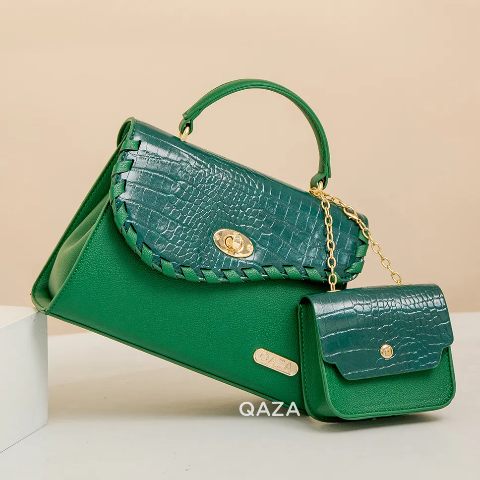 Jiali QAZA Crocodile Pattern Stitching Handbags Set New Design 2 in 1 Ladies Shopping Hand Bags Sac a main femme de luxe