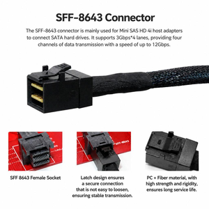 Cable SFF-8643 a 4 SATA, Mini SAS HD de 36 Pines a SAS 3.0 de 7 Pines, 6 Gbps, para Servidor RAID HBA a 4x HDD <span class=keywords><strong>SSD</strong></span>, Cable de Datos Interno - Product Image 3