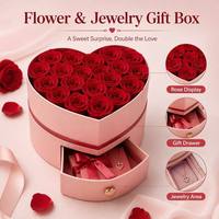 Valentijnsdag hartvormige bloemenbox met aangepast logo, kunstpapier, UV-coating, stevige geschenkverpakking voor rode rozen