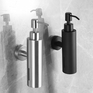 Distributeur de savon mural à pression manuelle en acier inoxydable Xu, moderne, simple, finition brossée et polie, pour hôtels, kit de produits de toilette réutilisables - Product Image 2