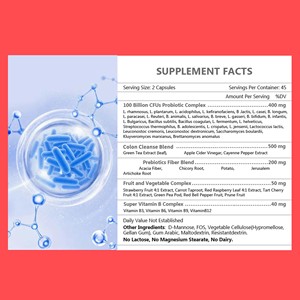 No Lactose 5‑IN‑1 Probiotics Capsules Colon Cleanse Blend 500mg Colon Detox Gut Flora Replenishing Dietary <b>Supplement</b> Capsules - Product Image 2