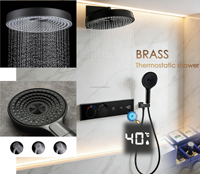 Mitigeur de douche thermostatique à affichage de température et contrôle de débit, tout en laiton de haute qualité, 2 fonctions, ensemble de pommeau de douche 2025