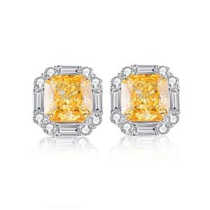 Boucles d'oreilles fines en argent Sterling S925 pour femmes Chic fleur <span class=keywords><strong>de</strong></span> cerisier diamant rose avec fleur <span class=keywords><strong>de</strong></span> glace rayonnante coupe Zircon pierre principale - Product Image 6