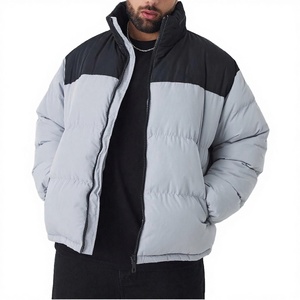 Men's Color Block Puffer Jacket Stand Collar Quilted <b>Down</b> Coat Waterproof Breathable Winter Outerwear - Product Image 4
