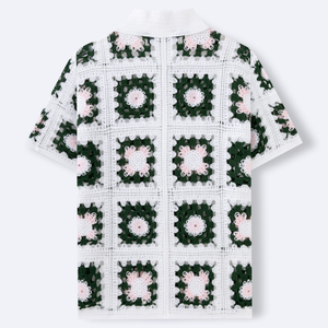 Camicia personalizzata fatta a mano all'uncinetto maglia a maniche corte in maglia Top oversize maglione <span class=keywords><strong>Polo</strong></span> t-Shirt da uomo - Product Image 3