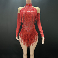 Novance Y4489 Vêtements pour femmes Robes d'été 2025 Tenues de scène à manches longues avec pompons pour la danse des filles