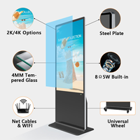 Pantalla Digital Interactiva con Soporte de Piso para Interiores DDP 43 65 Pulgadas 4K LCD, Tótem con Pantalla Táctil, Kiosco Publicitario para Tiendas