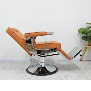 Chaise de barbier en cuir PU orange, chaise de coiffure hydraulique, chaise de salon avec repose-pieds, mobilier de salon de coiffure - Product Image 4