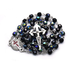 <span class=keywords><strong>Rosario</strong></span> Santiago Fatto a Mano con Perle di Cristallo, <span class=keywords><strong>Collana</strong></span> con Croce e Maria per Chiesa, Cattolicesimo, Regalo Cristiano, Vendita all'Ingrosso - Product Image 1