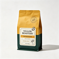 Sachet de café personnalisé à huit soudures latérales, finition mate, fermeture éclair refermable pour l'emballage de café de spécialité