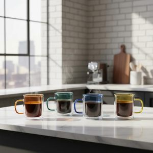 Wholesale Heat Resistant Drinkware Coffee Glass <b>Mugs</b> Ice Cream Cup <b>Double</b> <b>Wall</b> clear Glass <b>Mug</b> Glass Cup with Handle - Product Image 4
