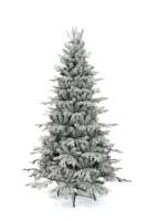 Sapin de Noël artificiel pré-éclairé givré avec accents argentés et dorés et rubans
