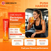 Sachets de poudre d'électrolytes pour adultes, marque privée OEM, 4 minéraux (sodium, potassium), sans sucre, saveur clementine, 14 unités