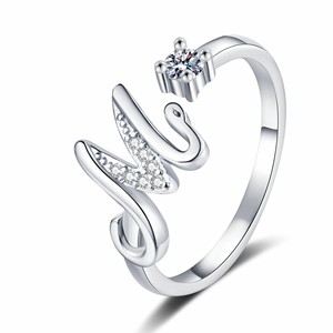 Cincin Ansiedad berlapis emas 18K antik cincin dapat disesuaikan 26 alfabet bahasa Inggris cincin zirkon bertatah berlian untuk pria wanita - Product Image 6