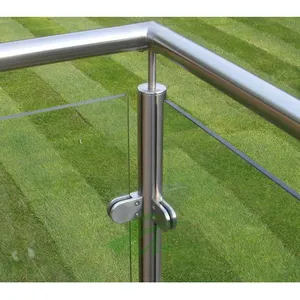 外部透明钢化玻璃价格便宜304不锈钢扶手管阳台玻璃支架扶手柱